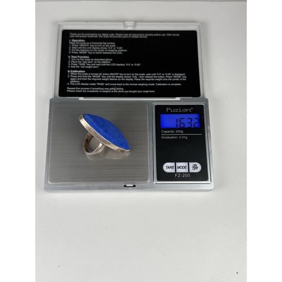 ATI Mexico Sterling Silver Ring Large Blue Gemstone Size 8 - Picture 9 of 10